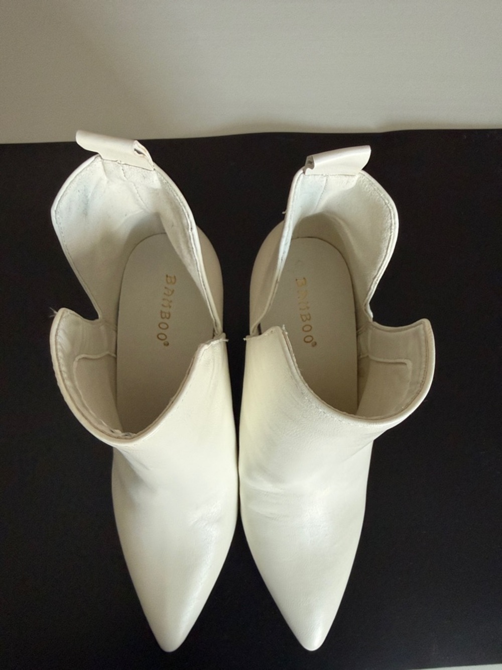 BAMBOO Cream Pointed Toe Ankle Booties